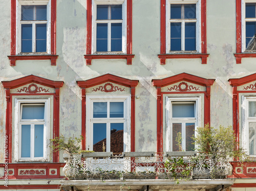 Old house with beautiful windows in downtown Graz, Austria.
