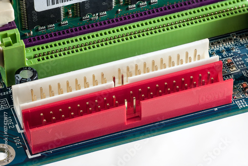 Vászonkép Motherboard - IDE Slots closeup, macro