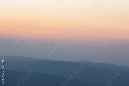 Sunset in the mountains landscape. © krsprs