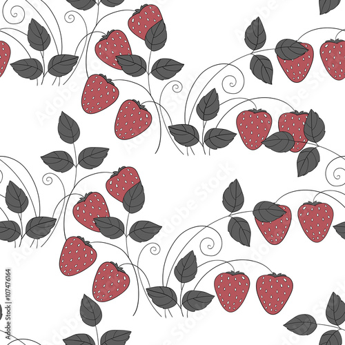Strawberry floral decoration vector seamless texture pattern