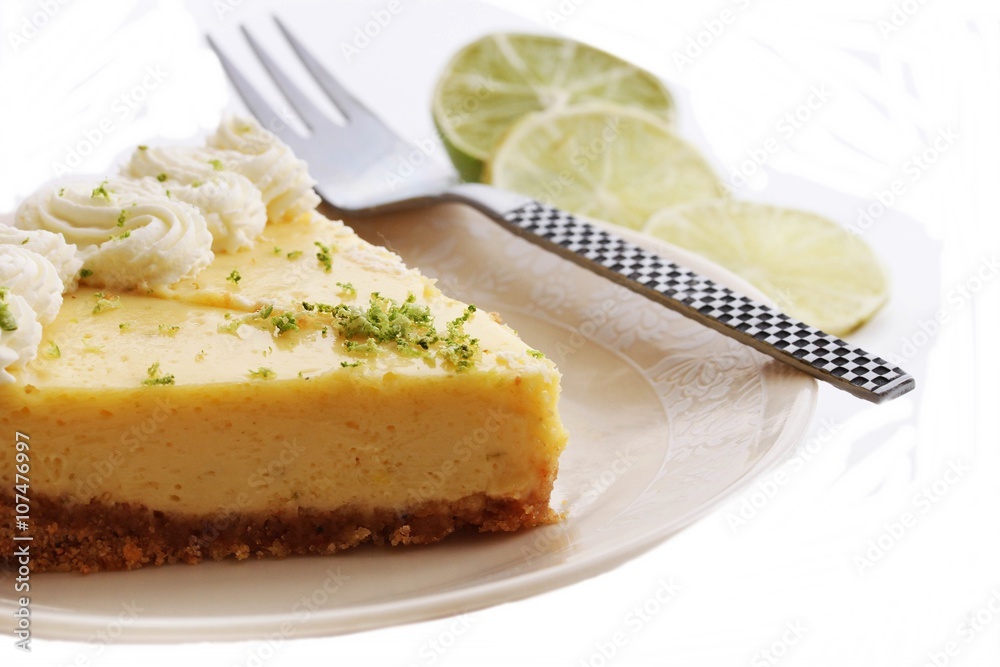 Slice of key lime pie dessert American food