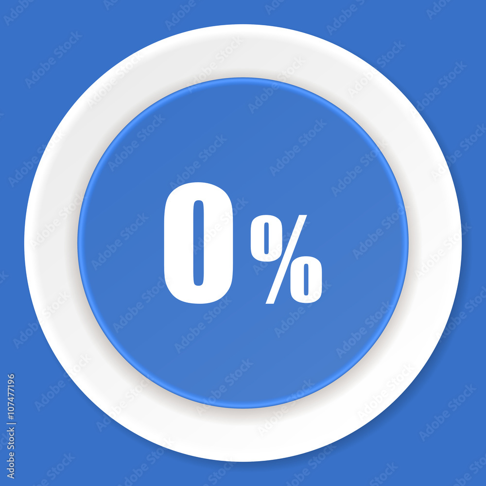 0 percent blue flat design modern web icon 0 percent blue flat design modern web icon