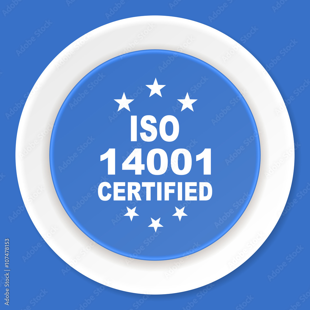 iso 14001 blue flat design modern web icon
