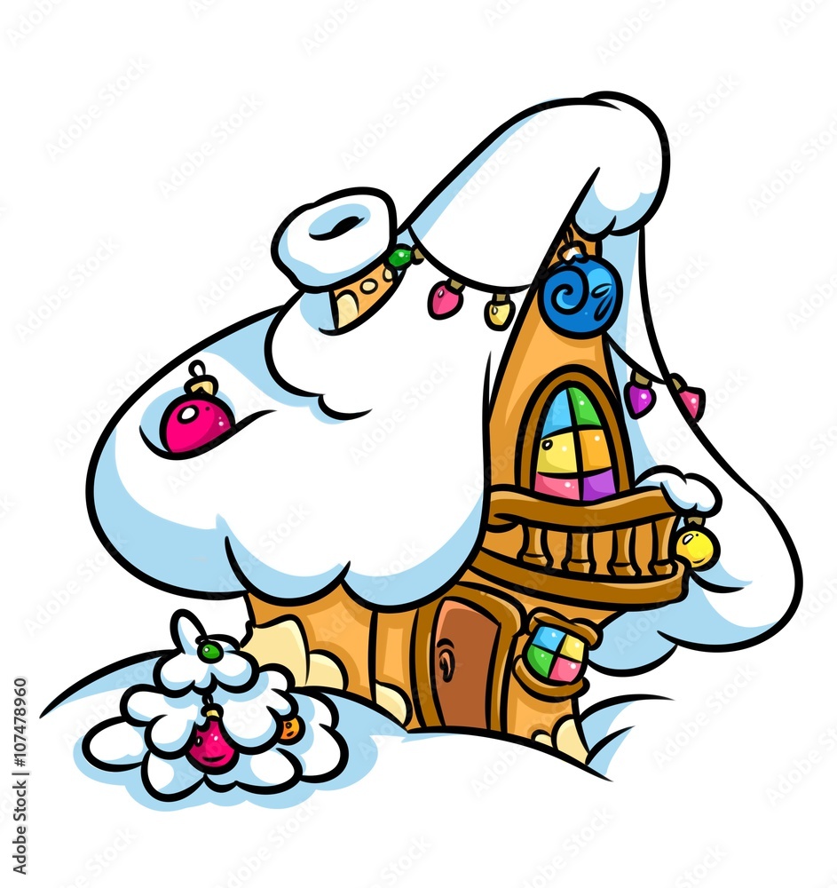 Obraz premium Snow house cartoon illustration isolated image 