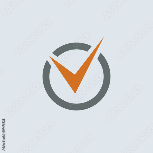 Gray-orange Check Mark Round Icon