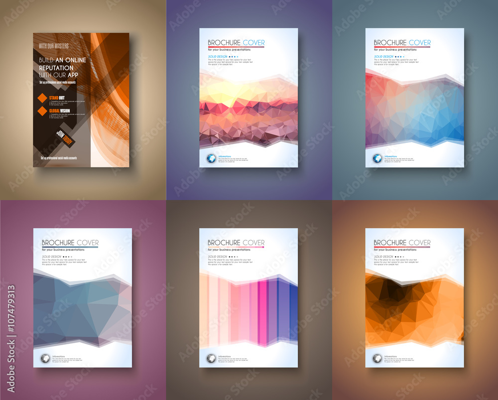 Set of 6 Brochure template, Flyer Design and Depliant Cover