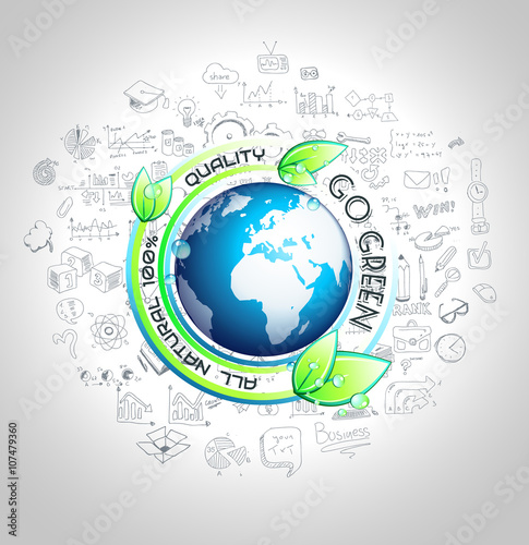 Go Green Conceptual background with hand drawn infographic