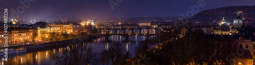 Panoramic view of bridges on Vltava, Prague