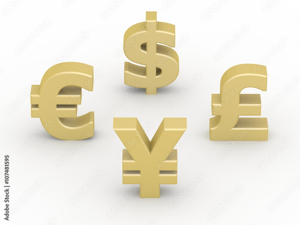 ドル ユーロ ポンド 円の通貨の金色マーク Stock Illustration Adobe Stock