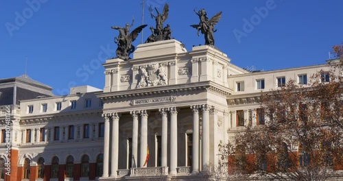 sunny day ministery of agricultura front view 4k spain madrid
 photo