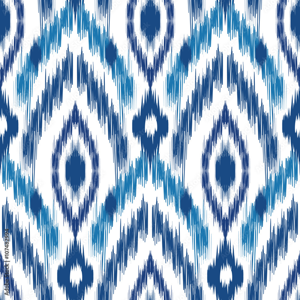 Ikat, Adras - seamless ethnic pattern. Uzbekistan, Tajikistan, Boho, Asia. Vector Illustration for greeting cards, printing for textile design, wallpaper, surface textures