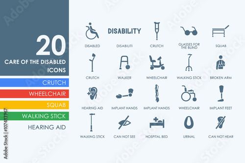 Set of people with disabilities icons