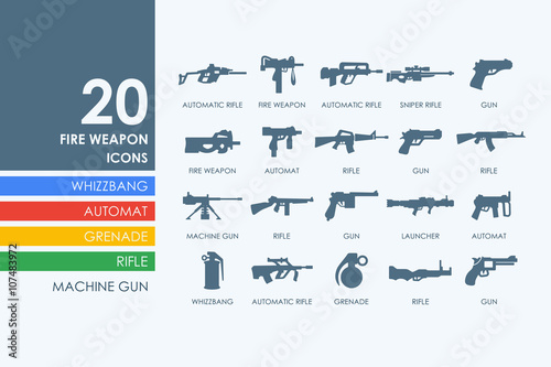 Set of firearms icons photo