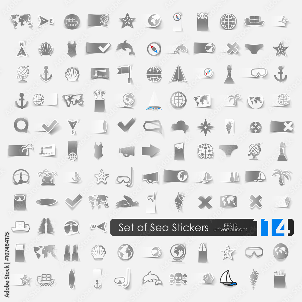 Set of sea stickers Set of sea stickers