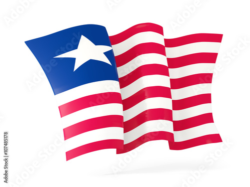 Waving flag of liberia. 3D illustration