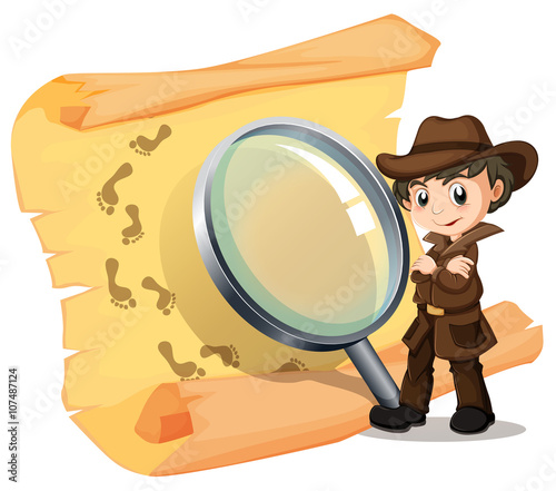 Detective and magnifying glass
