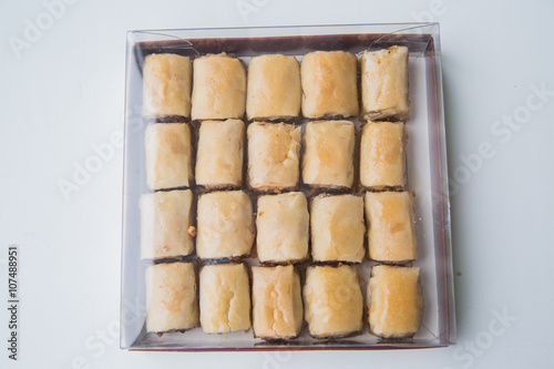 Oriental sweets with honey and nuts photo