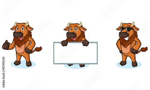 Bison Mascot Vector happy