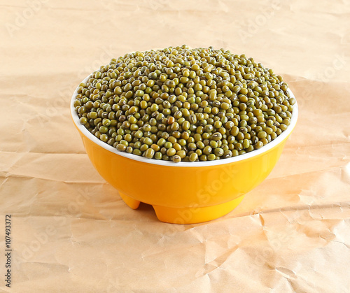 Healthy food mung in a bowl on a paper background.