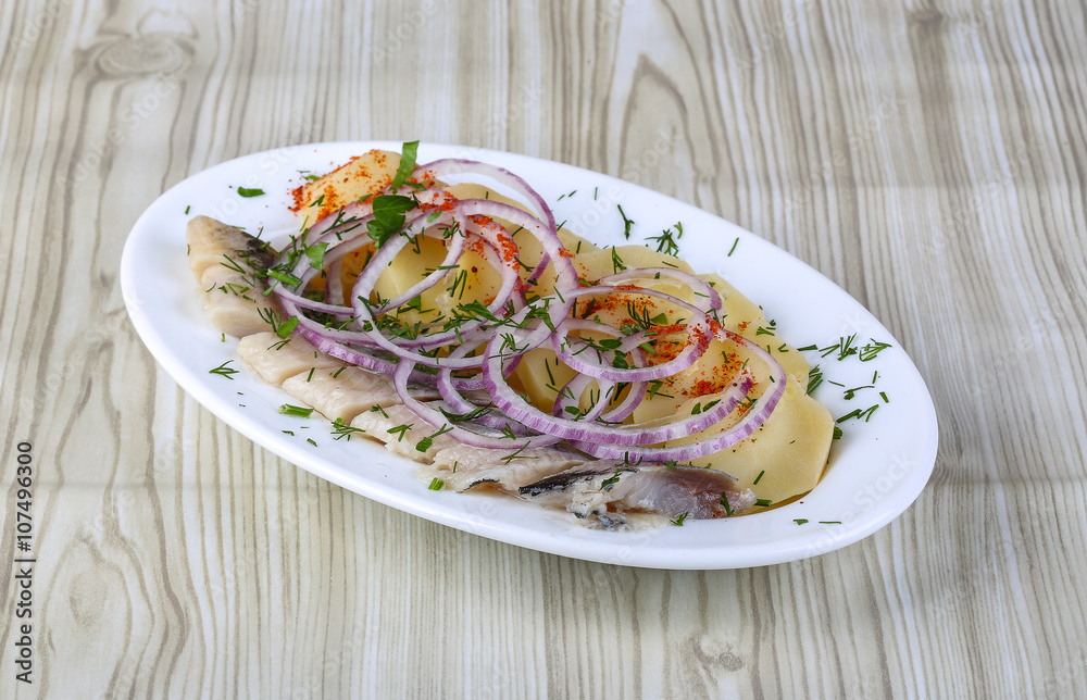 Herring with potato and onion Herring with potato and onion