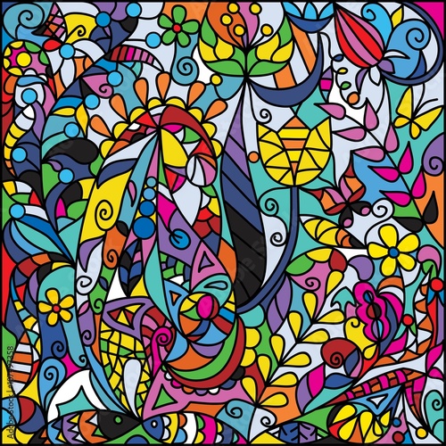 Canvas Print Stained-glass window from a flower and vegetable ornament