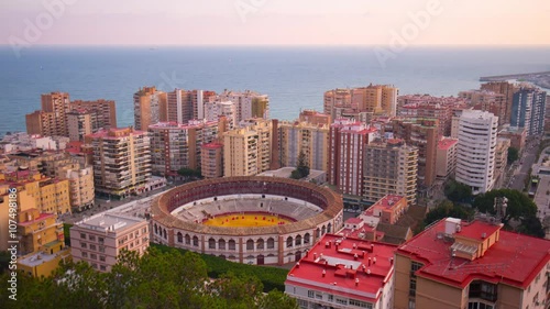 malaga city day light bullring tourist training 4k time lapse spain
