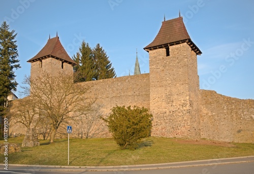 City walls in Tachov in the West Bohemia  Czech republic