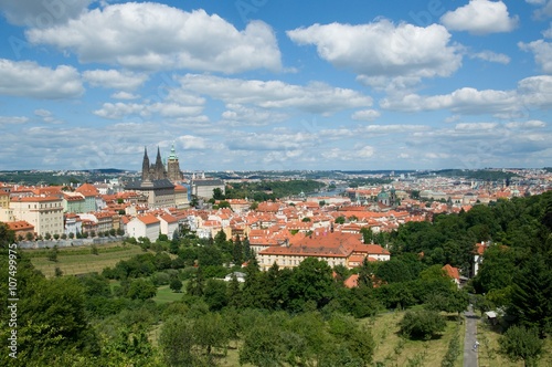 Prague castle and Mala Strana from hill Petrin, Prague, Czech republic