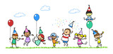 Kinder feiern zusammen Geburtstag