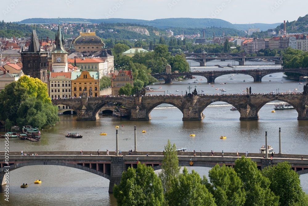 Obraz premium Old Town and Prague bridges from Letna, Prague , Czech republic 