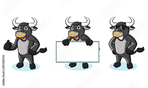 Bull Black Mascot happy