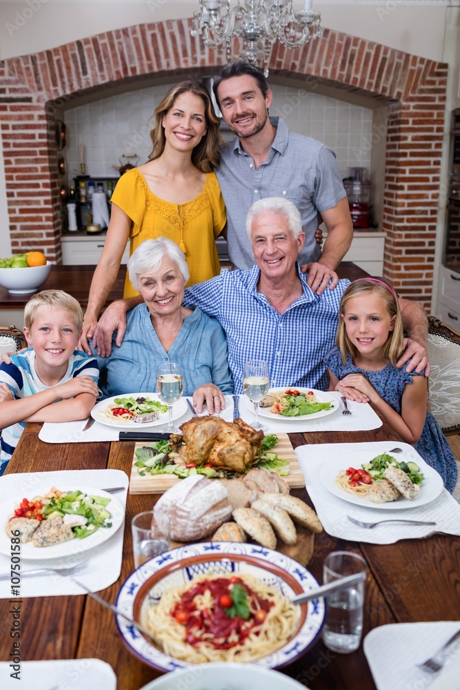 Portrait of multi-generation family having meal