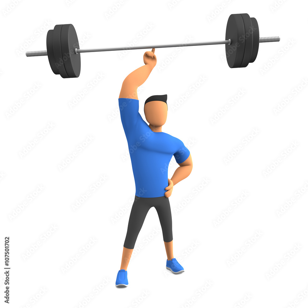 Obraz premium Starke Mann mit Langhantel macht Übungen