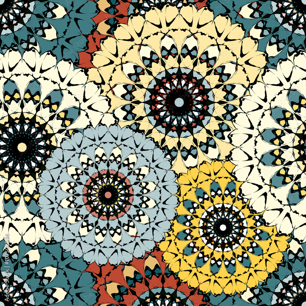 Fototapeta colored mandala seamless vintage tribal seamless pattern