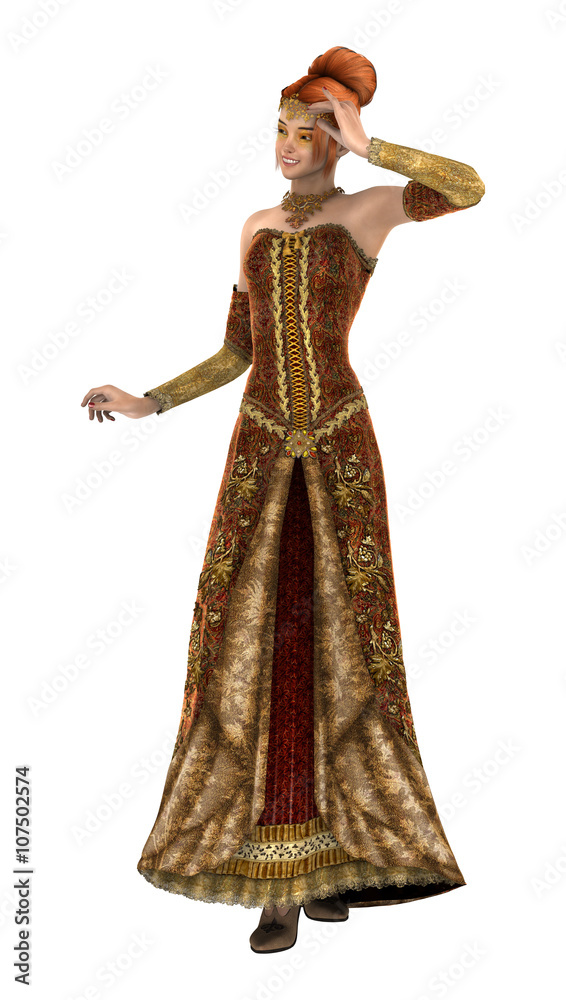 3D Illustration Princess of Autumn on White