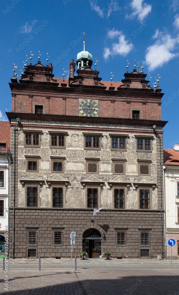 Renaissance town hall on the Republic Square in the Plzen, Western Bohemia, Czech republic