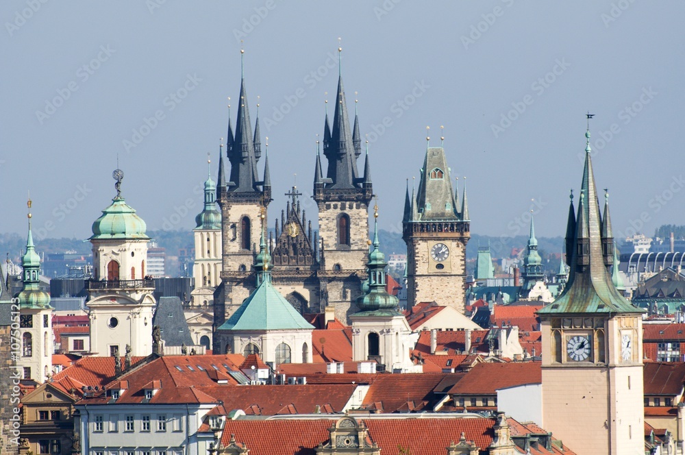 Towers in Old Town in the  Prague, Czech republic