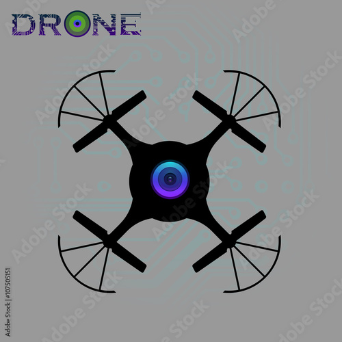 flying drone, quadrocopter, uav with camera Vector Illustration