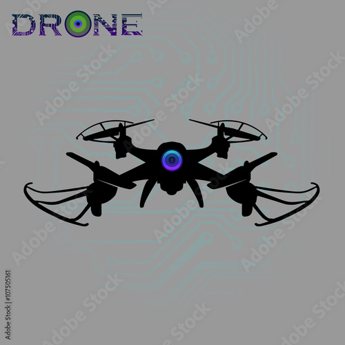 flying drone, quadrocopter, uav with camera Vector Illustration