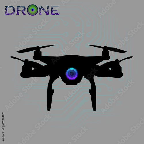 flying drone, quadrocopter, uav with camera Vector Illustration