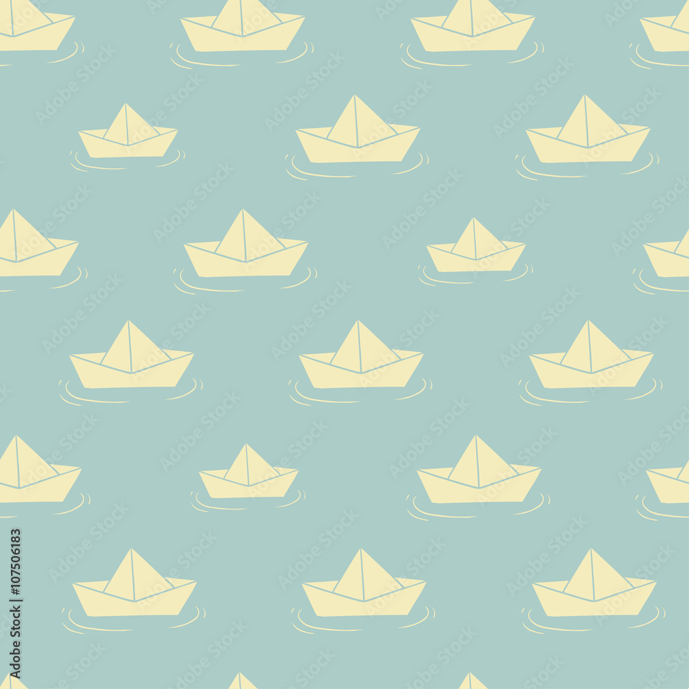 Vector background with paper boats.