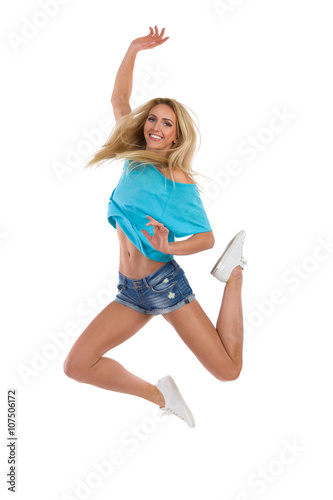 Jumping Blond Woman