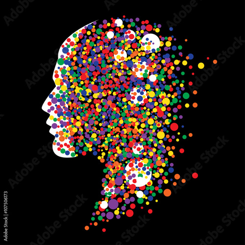 Abstract human head on black background. 