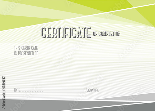 Horizontal Modern Certificate of completion. EPS10 vector template