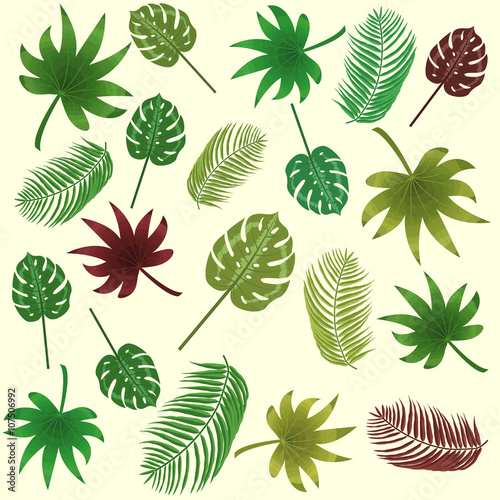 tropical leaves. vector  seamless  pattern background. Can be used to advertising  decoration of cards  phones  baby food  toys  websites  furniture  bags  home decoration  linens etc.