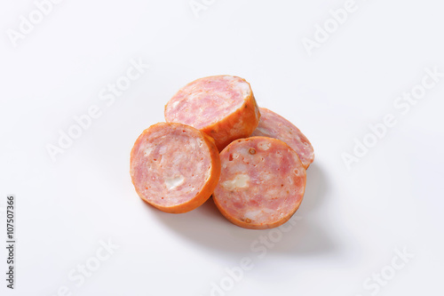 Sliced smoked pork sausage