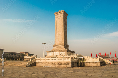 Monument to the People's Heroes on Tian'anmen Square - the third largest square in the world, Beijing, China.