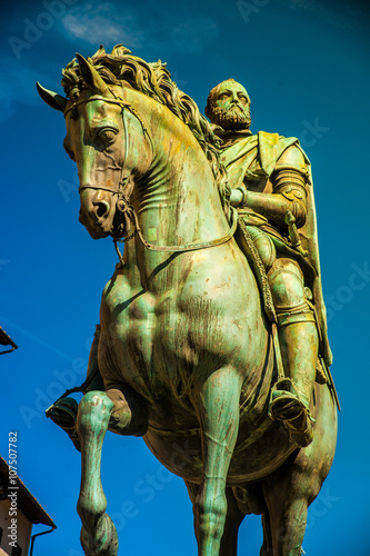 Equestrian statue of Cosimo de 'Medici in Florence, Italy. photo