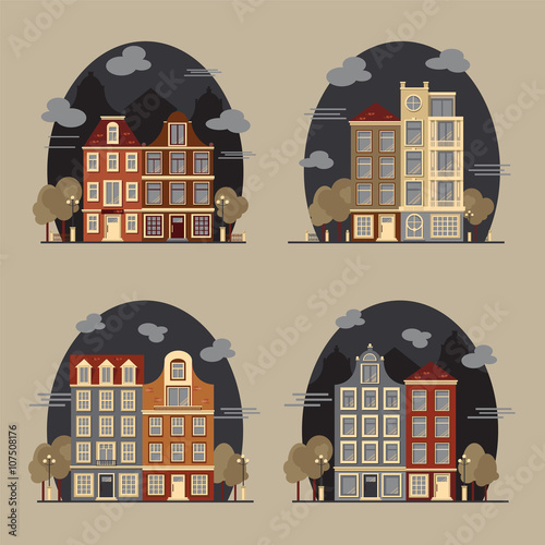 European cityscape. Amsterdam houses.