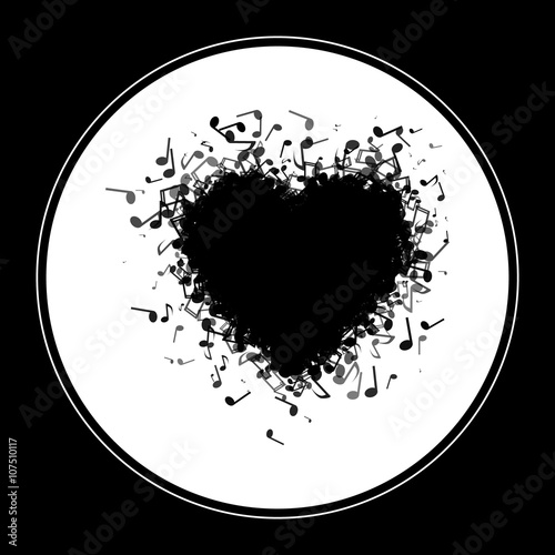 Heart made of of music notes